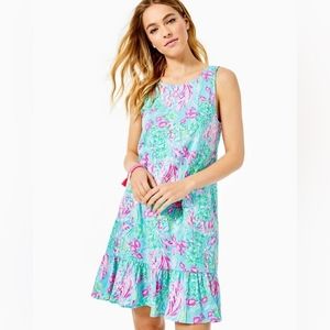 🐟 Lilly Pulitzer Kristen Flounce dress medium fishes